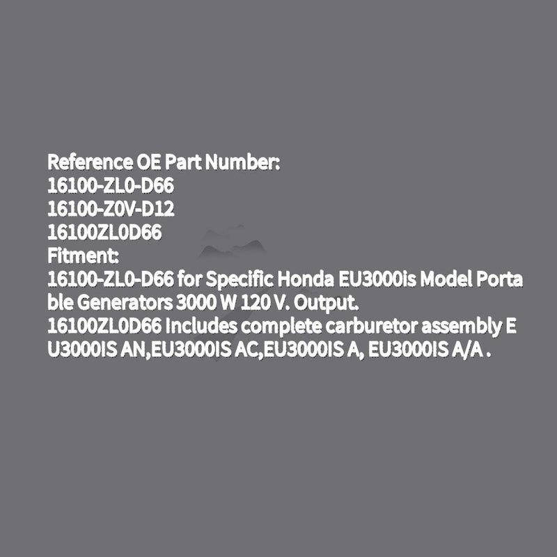 Merlibugo Carburetor Carb Fits Honda EU3000is Model Generator Replace 16100-ZL0-D66 16100ZL0D66 16100-ZL0-D65 16100ZL0D65 - Image 2